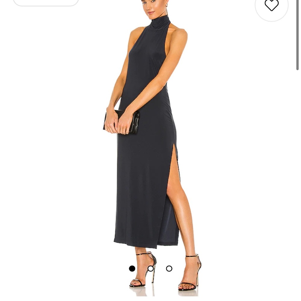 Norma Kamali Halter Turtle Side Slit Gown